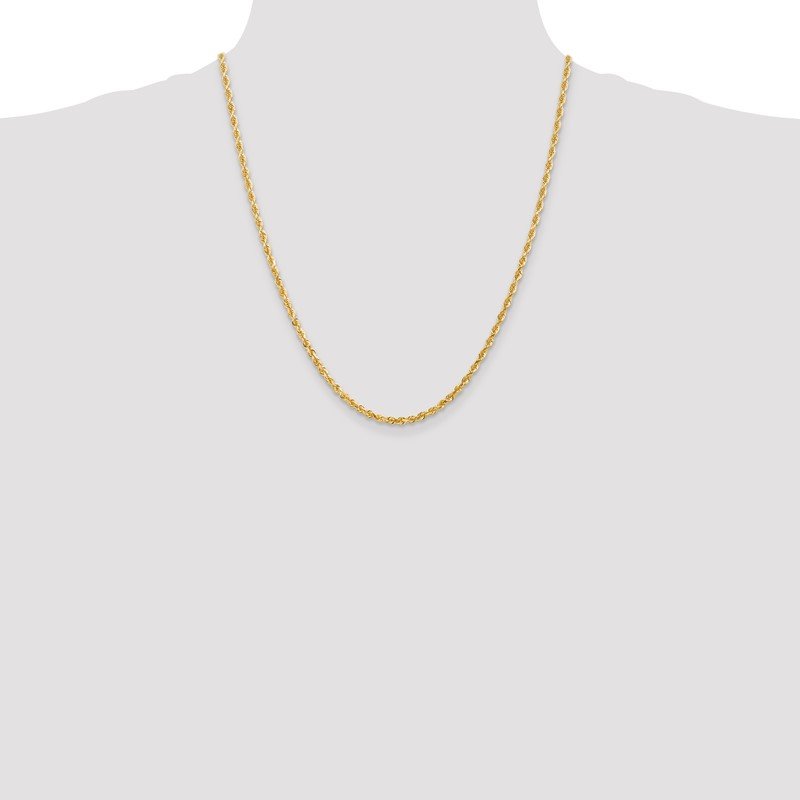 14K 26 Inch 3mm Diamond-cut Quadruple Rope Lobster Clasp Chain
