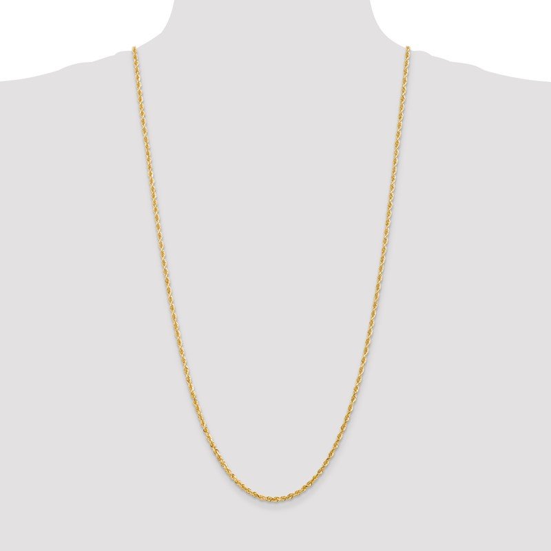 14K 26 Inch 3mm Diamond-cut Quadruple Rope Lobster Clasp Chain