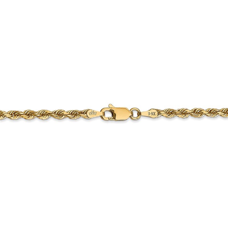 14K 26 Inch 3mm Diamond-cut Quadruple Rope Lobster Clasp Chain