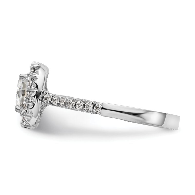 14K White Gold 3/8 carat Lab Grown Diamond VS+ F+ Semi-Mount Cushion Halo Engagement Ring