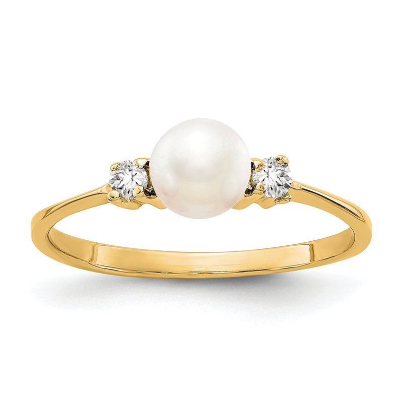 14k 5mm FW Cultured Pearl A Diamond ring