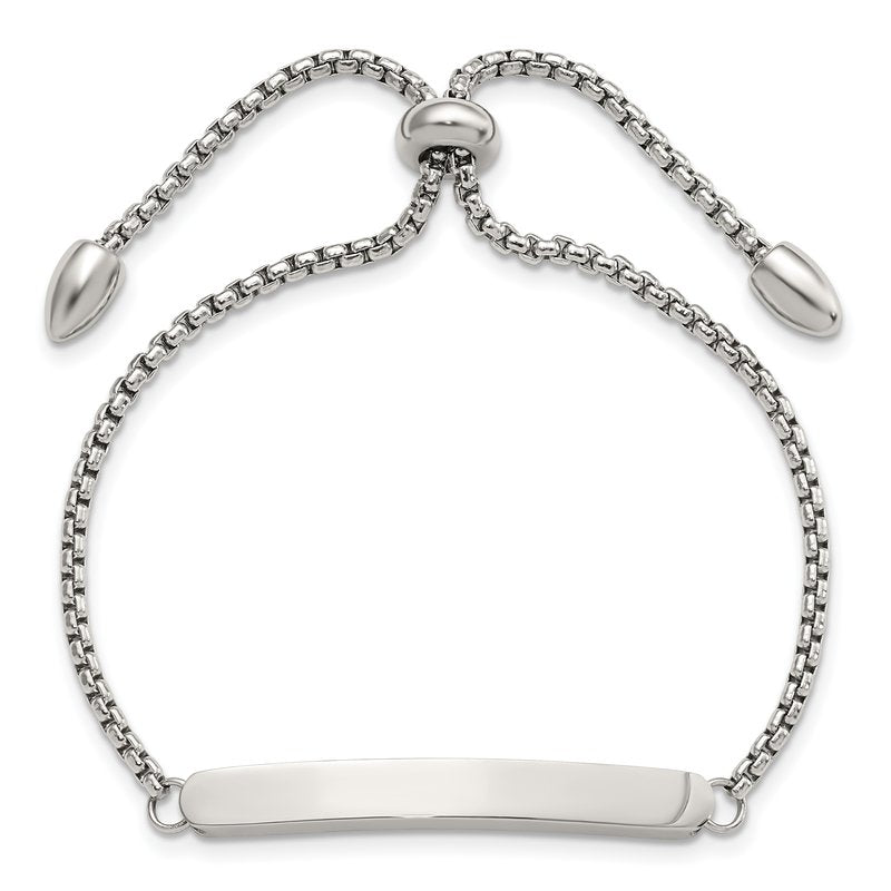 Stainless Steel Polished Adjustable ID Bracelet