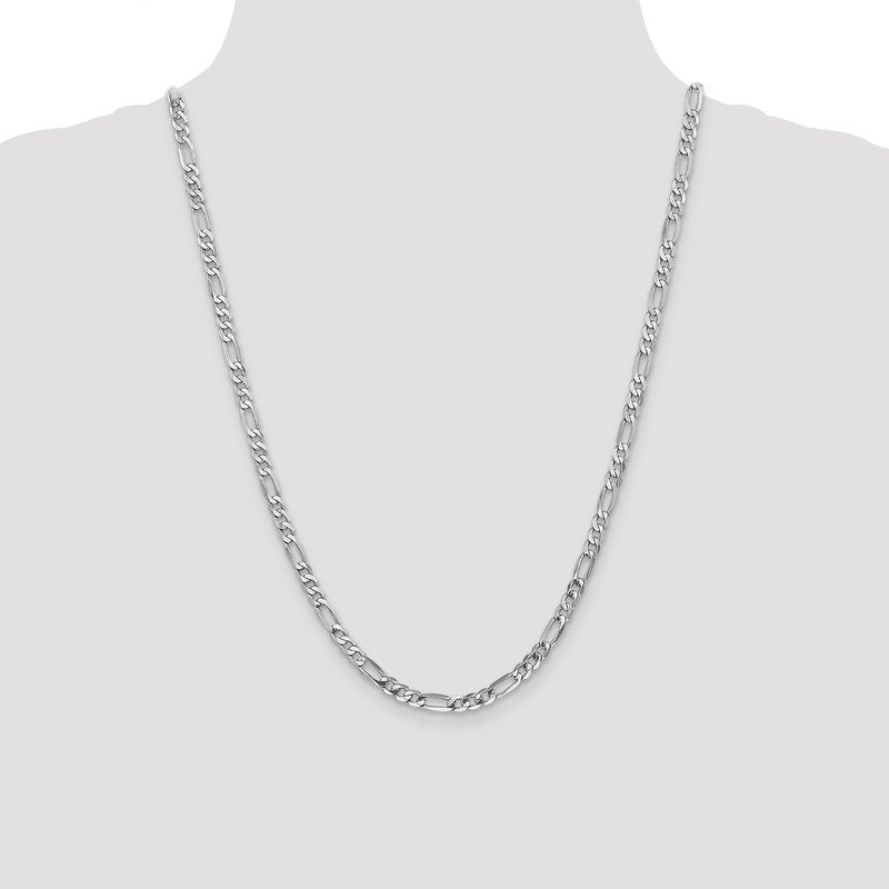 14K White Gold 26 inch 4.5mm Flat Figaro with Lobster Clasp Chain
