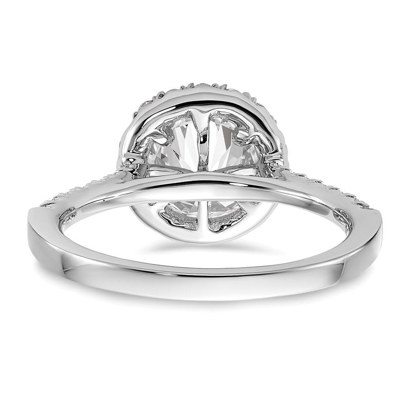 14K White Gold 1/4 carat Lab Grown Diamond VS+ F+ Semi-Mount Round Halo Engagement Ring