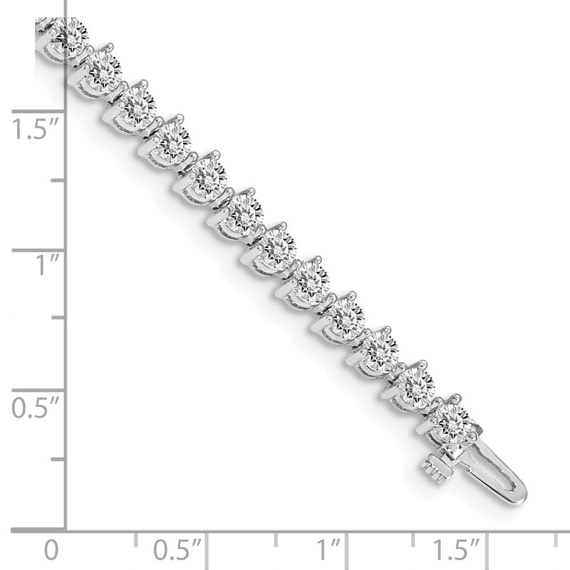 14k White Gold Complete 6.15 carat Round VS Diamond 3-prong 7 inch Tennis Bracelet