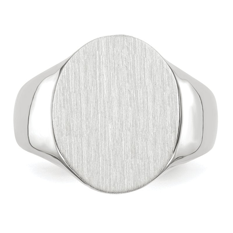 14k White Gold 15.0x18.5mm Closed Back Mens Signet Ring