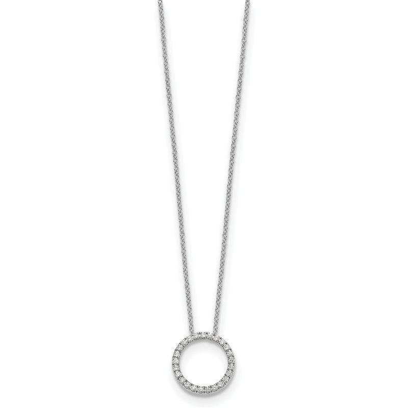 14k White Gold 1/4 carat Diamond Circle 18 inch Necklace