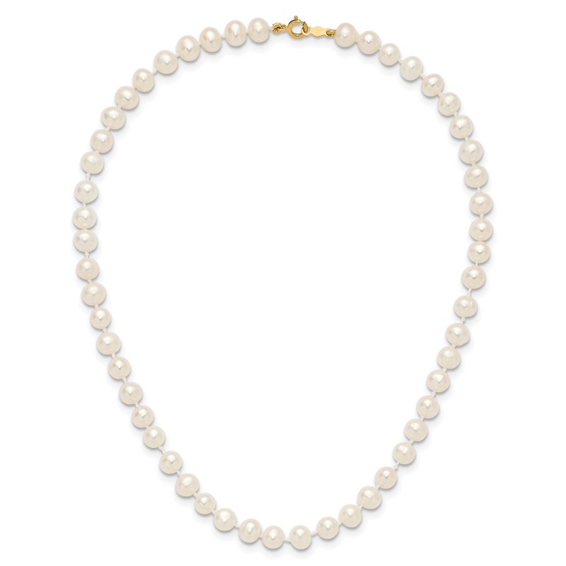 14k 5-6mm White Semi-Round Freshwater Cultured Pearl 12 inch Necklace