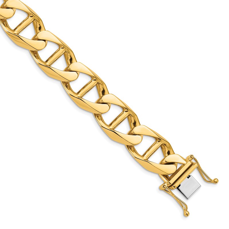 14K White Gold 20 inch 12.5mm Hand Polished Fancy Anchor Link with Box Catch Clasp Chain