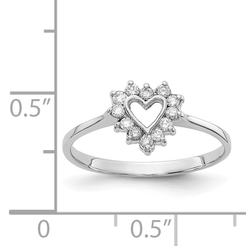 14k White Gold Polished AA Diamond ring