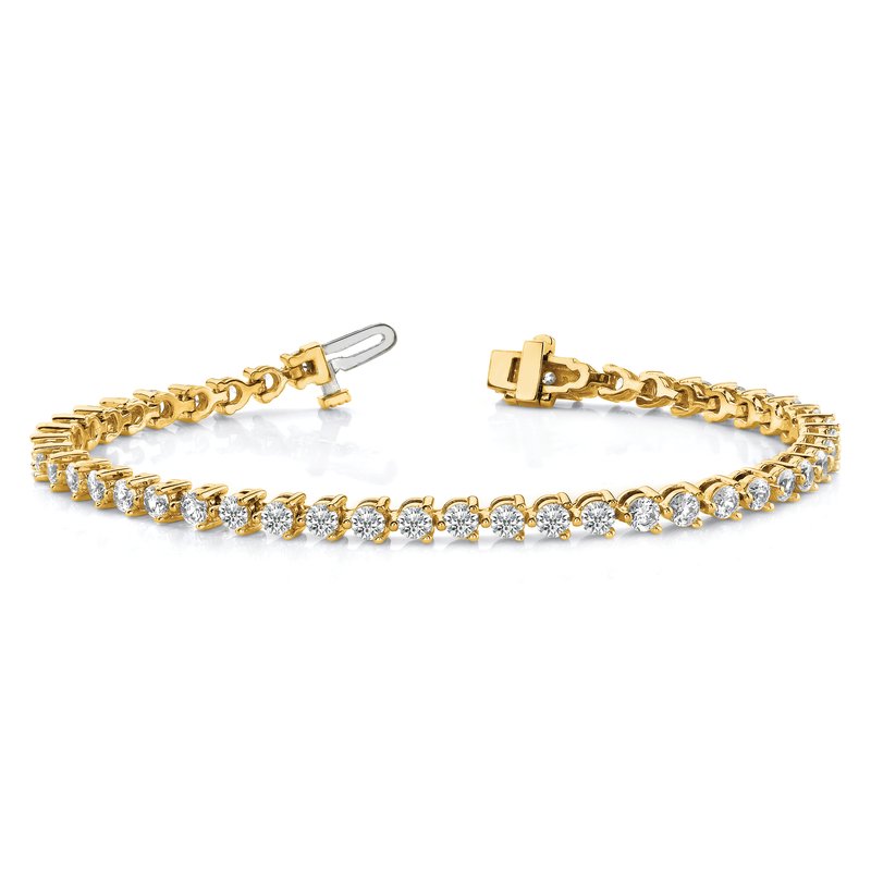 14k Complete 2.4 carat Round AA Diamond 3-prong 7 inch Tennis Bracelet