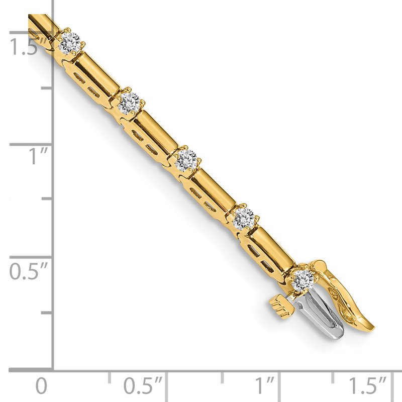14k Complete 1 carat Round VS Diamond Bar Link 7 inch Tennis Bracelet