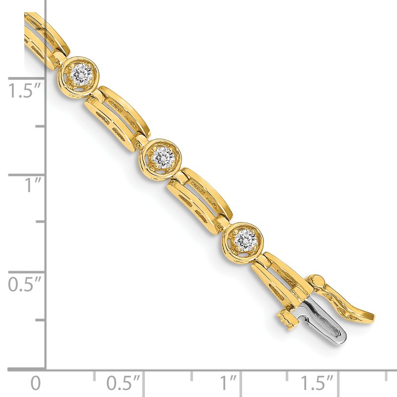 14k Complete 3/4 carat Round AA Diamond 4-prong Bar Link 7 inch Tennis Bracelet