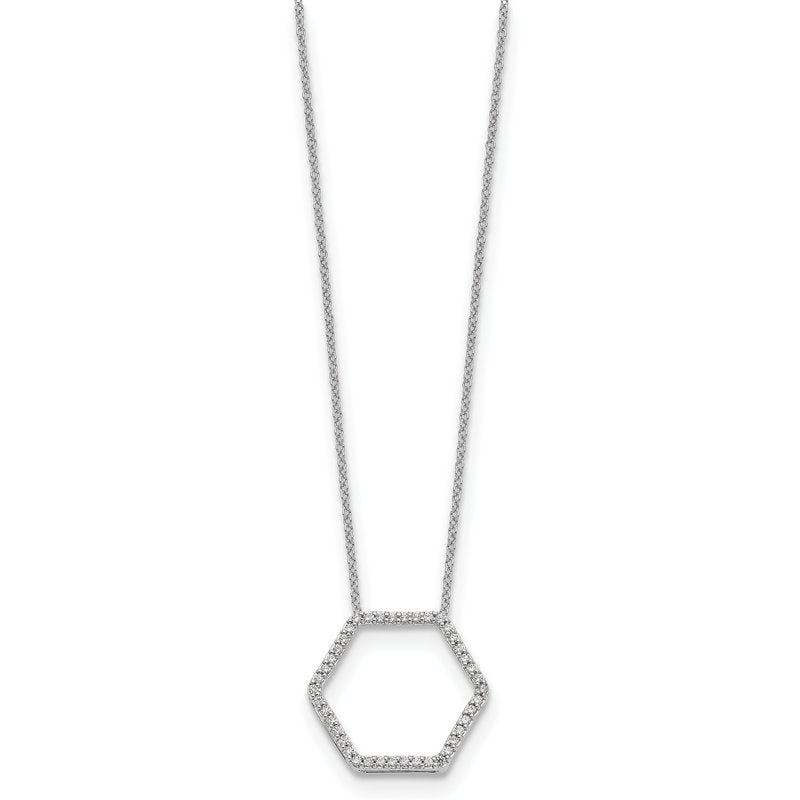 14K White Gold 1/4 carat Lab Grown Diamond VS+ F+ 18 in Complete Hexagon Necklace