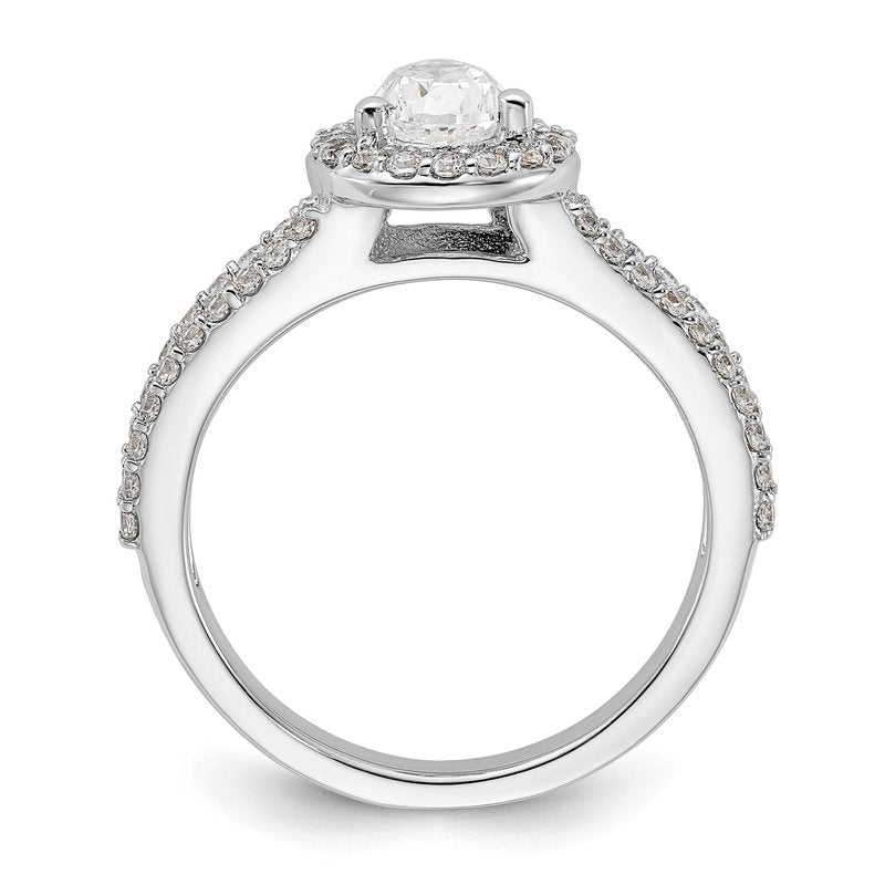 14K White Gold 5/8 carat Lab Grown Diamond VS/SI  D E F  Semi Mount Pear Halo Engagement Ring