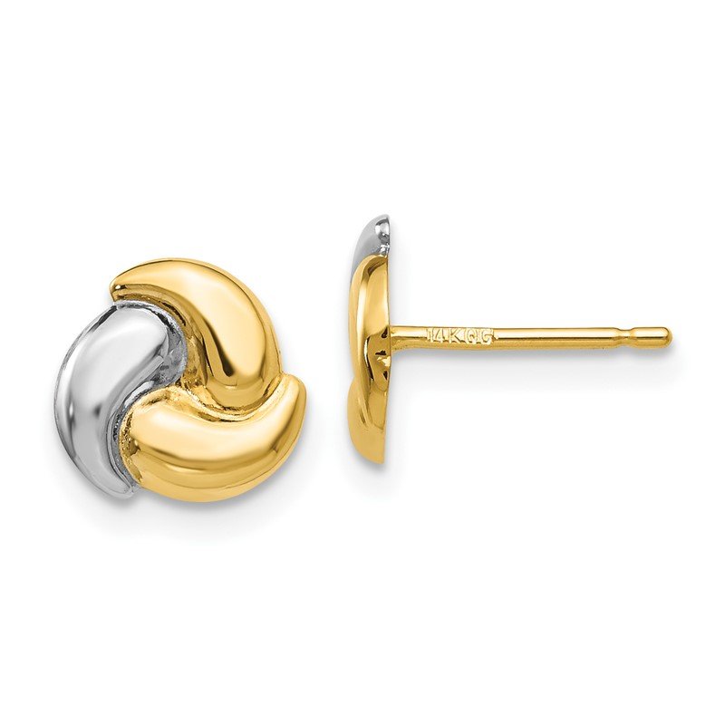 14k Polished &amp; Rhodium Fancy Post Earrings