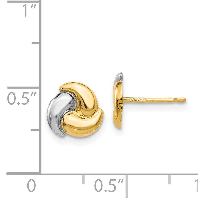 14k Polished &amp; Rhodium Fancy Post Earrings