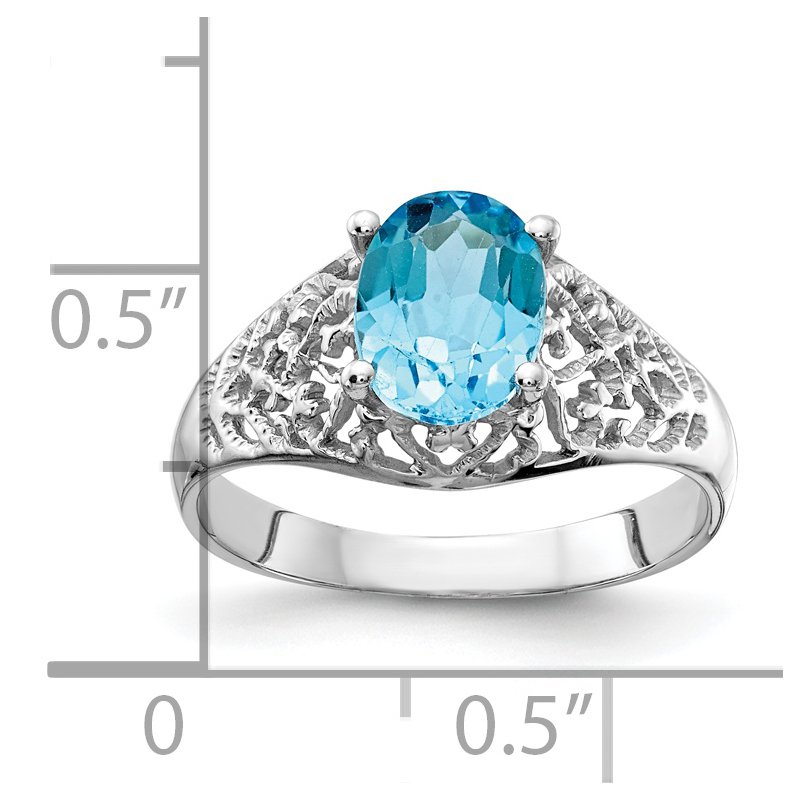 14k White Gold 8x6mm Oval Blue Topaz ring