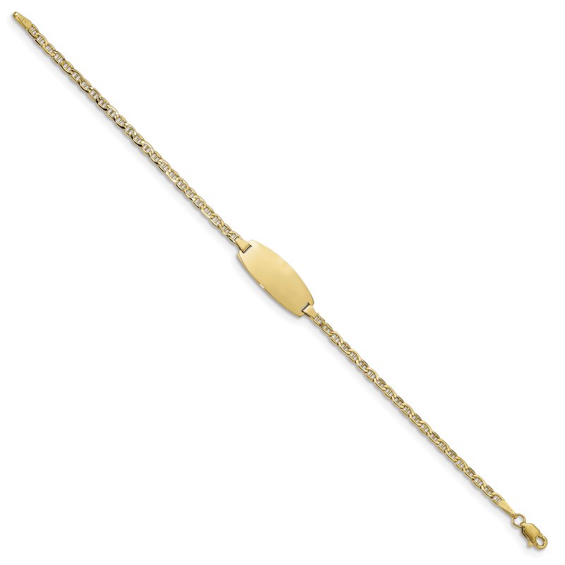 14k Polished Semi-Solid Chain/Solid Plate Anchor Link Oval 18.5x8.5mm Plate 5.5 inch Baby/Child ID Bracelet