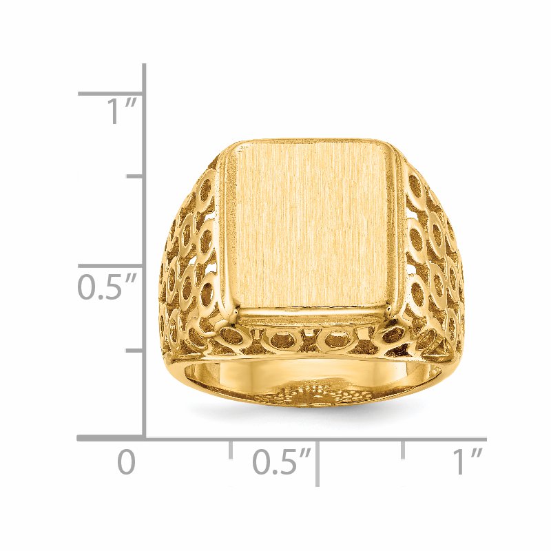 14k 11.5 x 13.5mm Open Back Mens Signet Ring