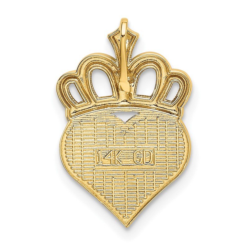 14k and White Rhodium DADDYS LITTLE GIRL Heart with Crown Chain Slide