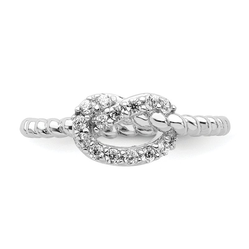 Sterling Silver Rhodium-plated Brilliant-cut CZ Knot Ring