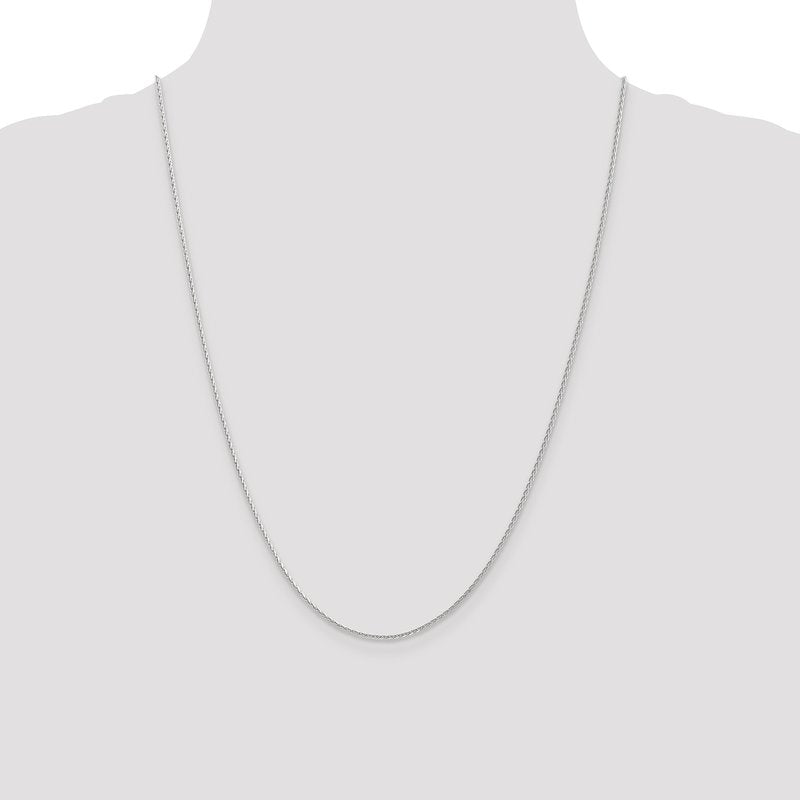 14K White Gold 1.3mm D/C Wheat Chain