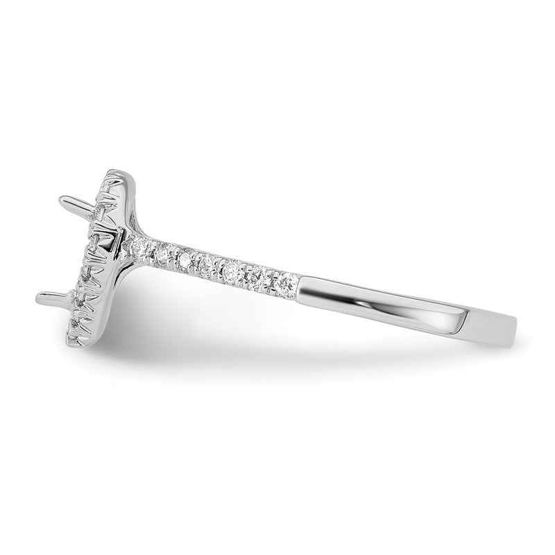 14K White Gold 1/3 carat Lab Grown Diamond VS+ F+ Semi-Mount Pear Halo Engagement Ring