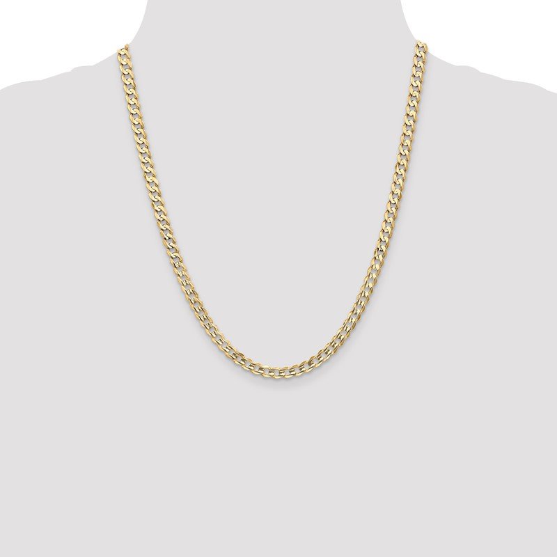 14K 26 inch 5.25mm Open Concave Curb with Lobster Clasp Chain