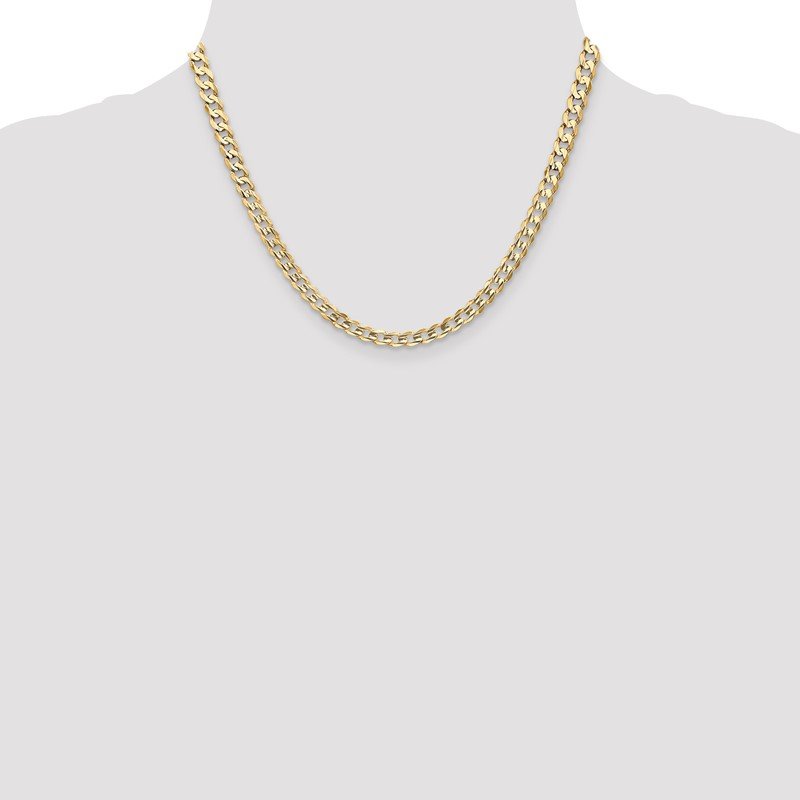 14K 26 inch 5.25mm Open Concave Curb with Lobster Clasp Chain