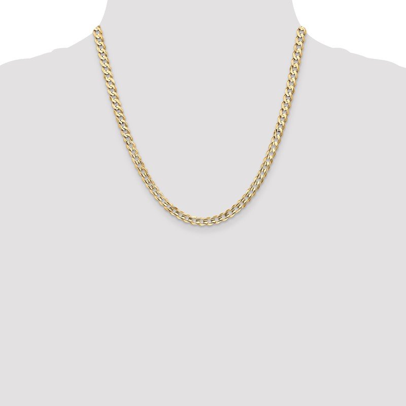 14K 26 inch 5.25mm Open Concave Curb with Lobster Clasp Chain