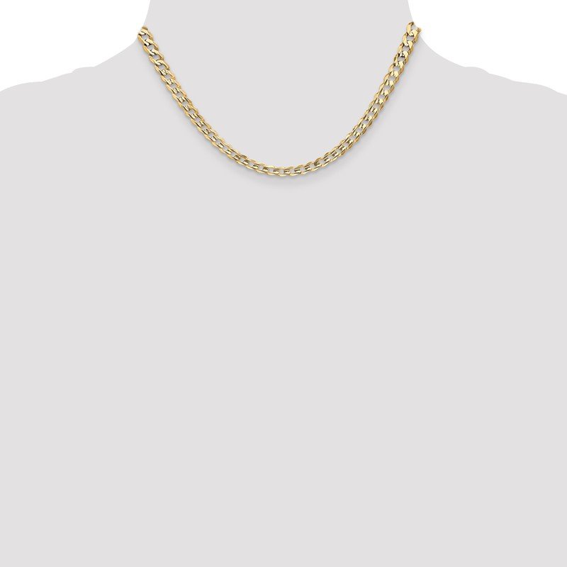 14K 26 inch 5.25mm Open Concave Curb with Lobster Clasp Chain