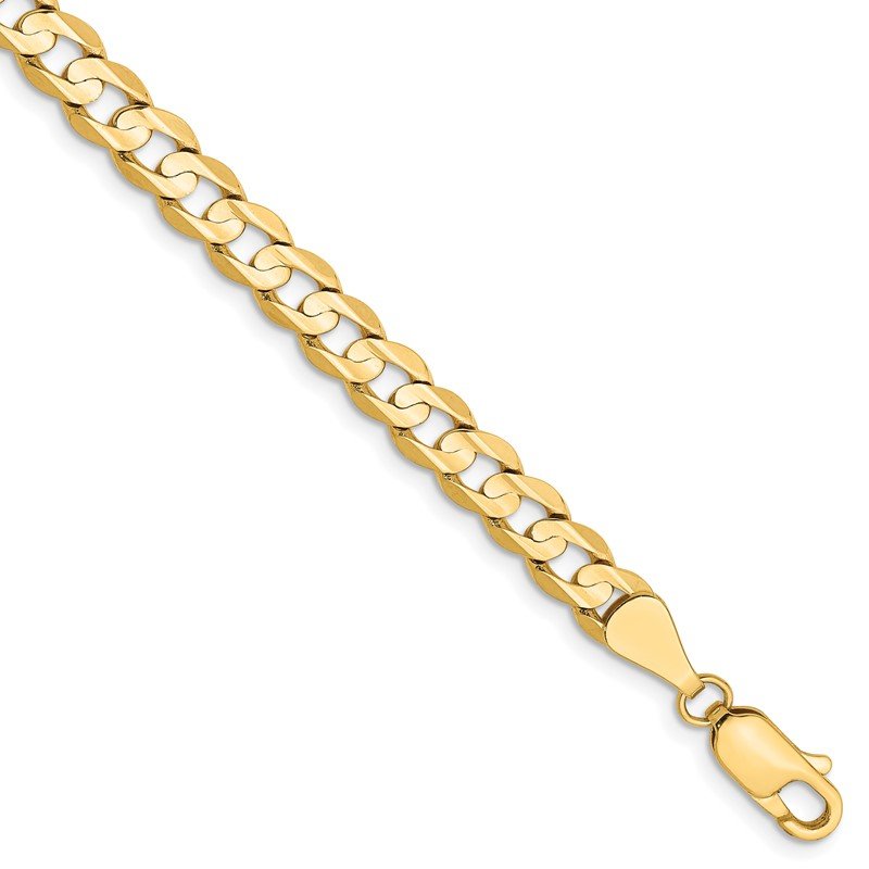 14K 26 inch 5.25mm Open Concave Curb with Lobster Clasp Chain