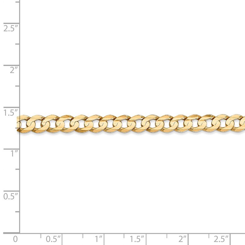 14K 26 inch 5.25mm Open Concave Curb with Lobster Clasp Chain