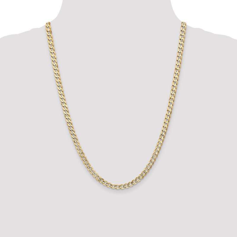 14K 26 inch 5.25mm Open Concave Curb with Lobster Clasp Chain