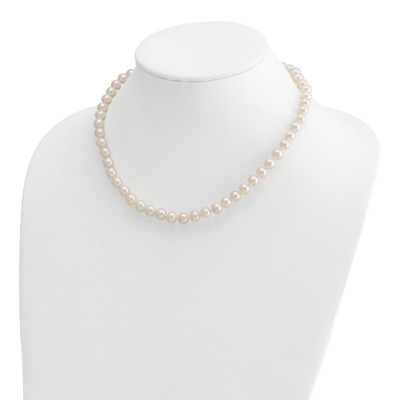 14k 7-8mm White Round Akoya Saltwater Cultured Pearl 16 inch Necklace