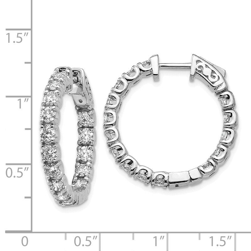 14K White Gold 2 3/4 carat Lab Grown Diamond VS+ F+ Complet In and Out Hoop Earrings