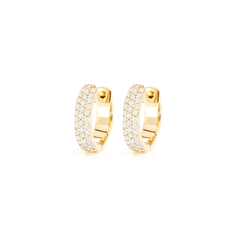 Three Row Huggie Hoop Earrings 14K