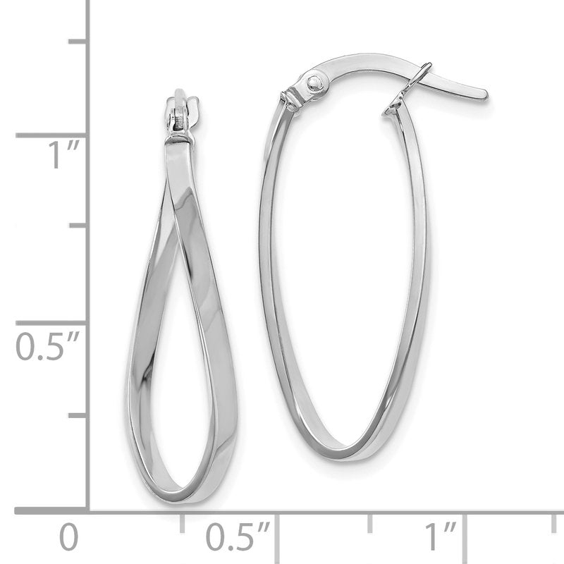 14K White Gold Polished Oval Hoop Earrings