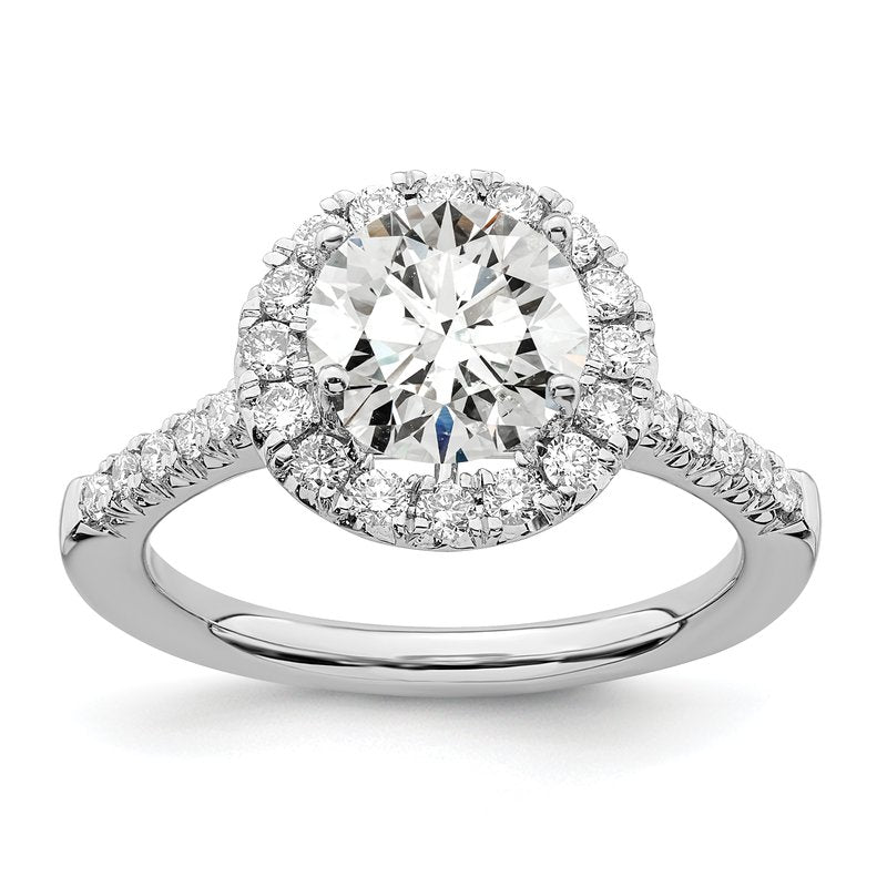 14K White Gold 1/4 carat Lab Grown Diamond VS+ F+ Semi-Mount Round Halo Engagement Ring