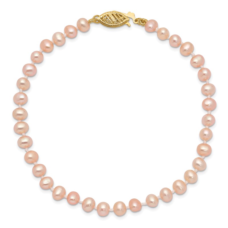 14k 4-5mm Pink Near-Round Freshwater Cultured Pearl 16 inch Necklace