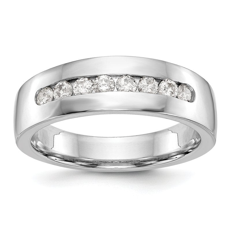 14K White Gold Men's 1/3 carat Lab Grown Diamond VS+ F+ Complete Channel Band