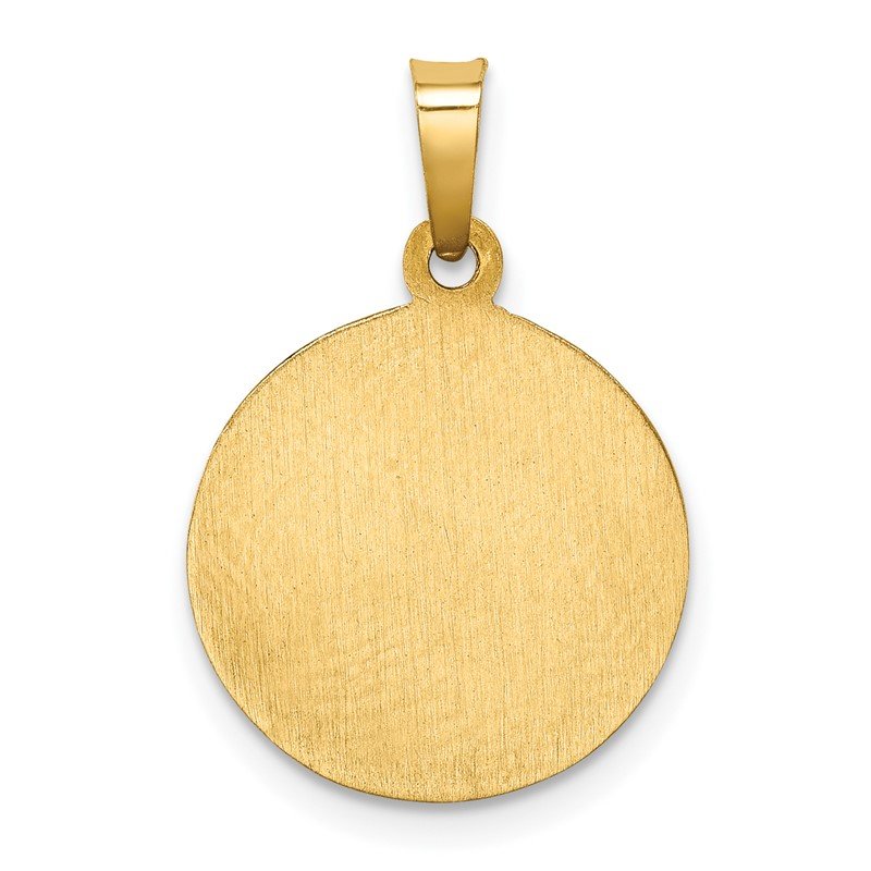 14k Polished and Satin Hollow St Francis of Assisi Medal Round Pendant
