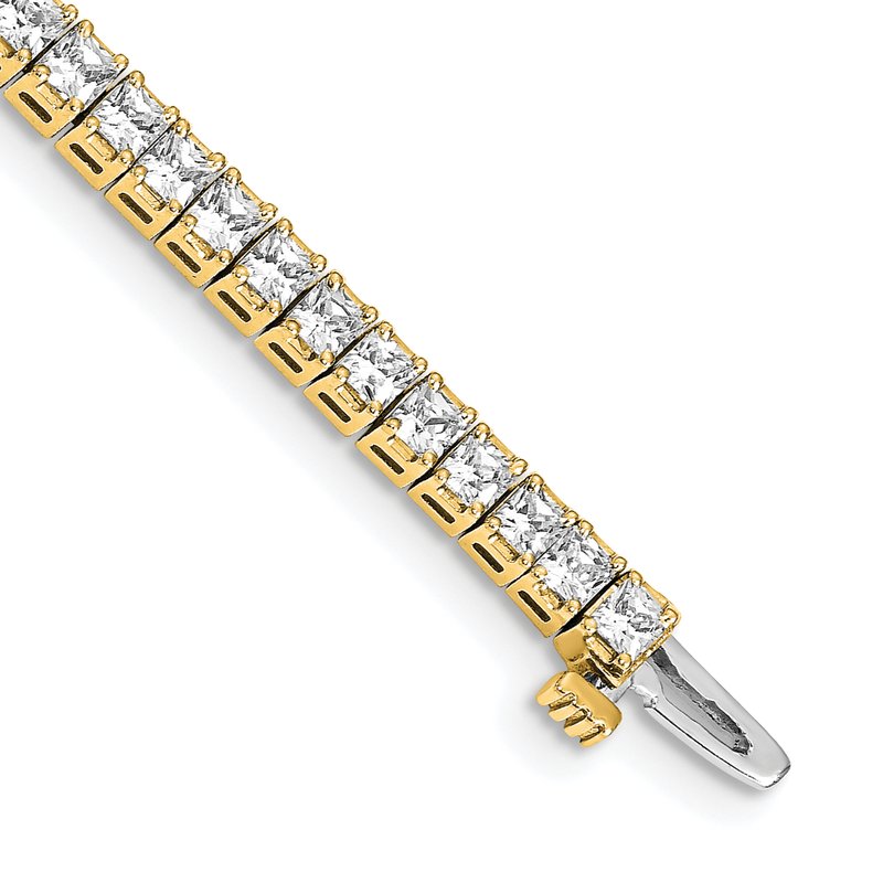 14k Complete 5 carat Princess AA Diamond 4-prong 7 inch Tennis Bracelet