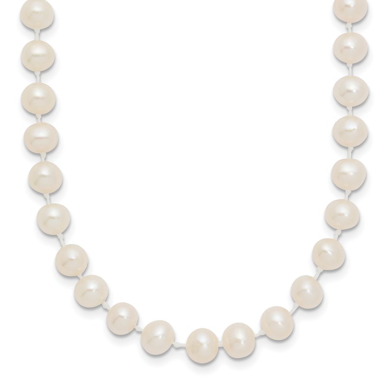 14k 5-6mm White Semi-Round Freshwater Cultured Pearl 12 inch Necklace