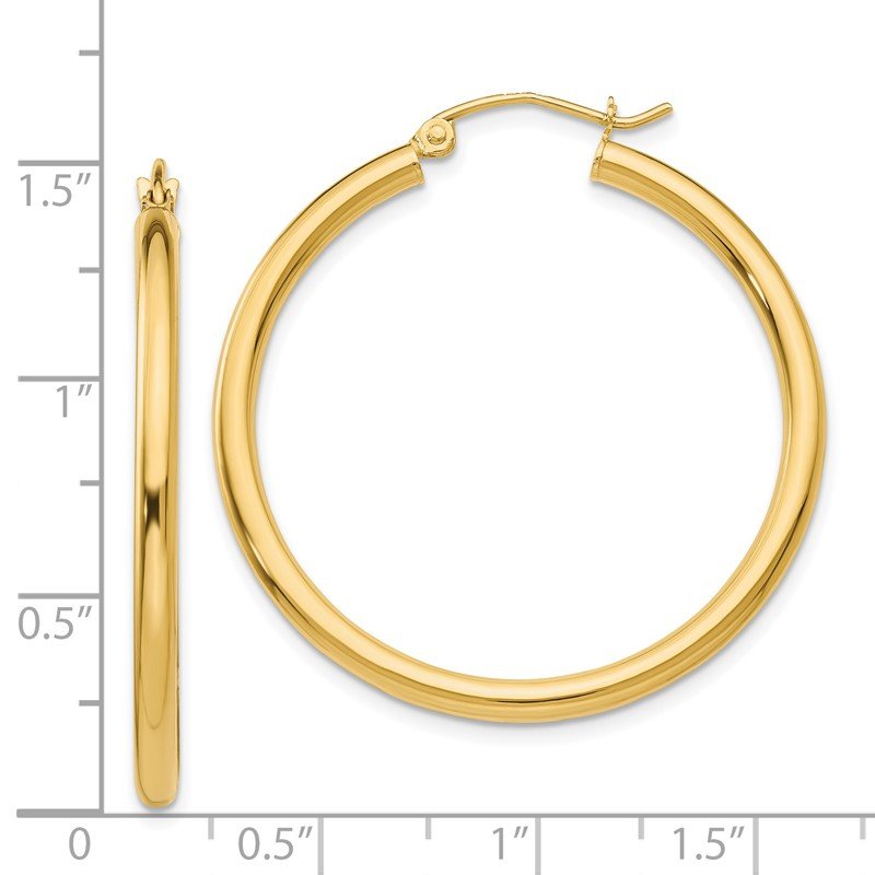 14k 2.5x35mm Polished Lightweight Tube Hoop Earrings