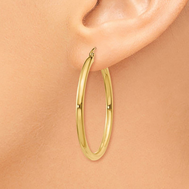 14k 2.5x35mm Polished Lightweight Tube Hoop Earrings