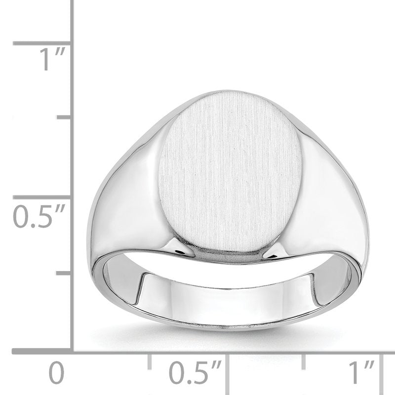 14k White Gold 11.5x15.0mm Closed Back Mens Signet Ring