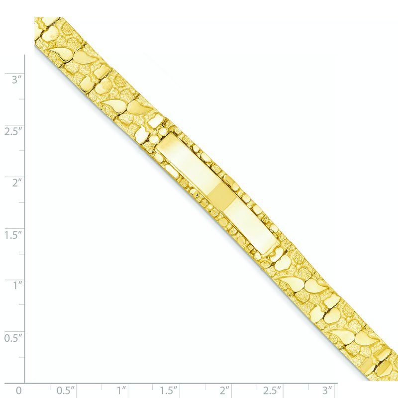 14k Polished Solid 10.0mm Nugget 38x10mm Plate 7 inch ID Bracelet
