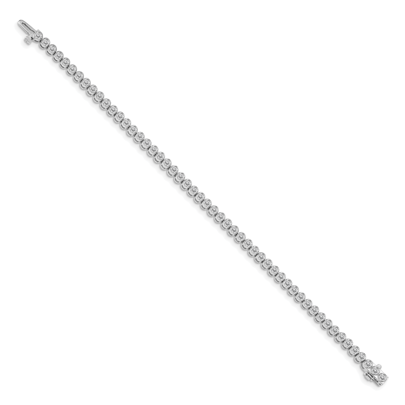 14k White Gold Complete 3.06 carat Round VS Diamond 2-prong 7 inch Tennis Bracelet